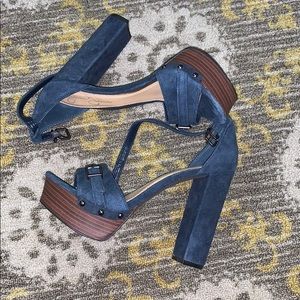 Jessica Simpson Blue Suede Platform Heels